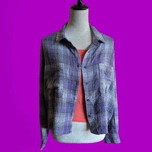 Forever 21 Purple and Grey Plaid Shirt